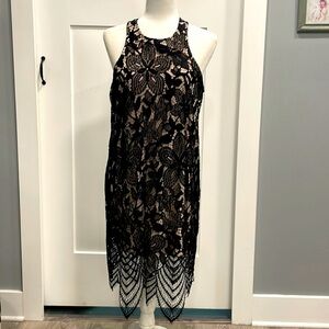 Express dress black with nude underlay